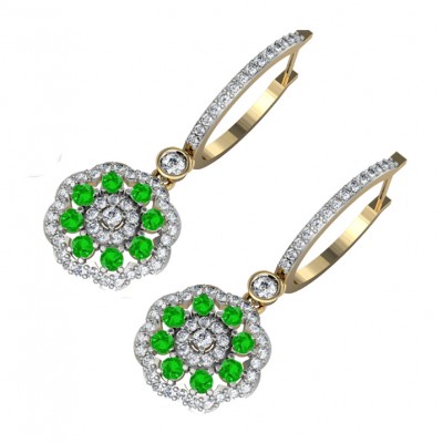 Delicate Emerald Diamond Earrings On Hoops
